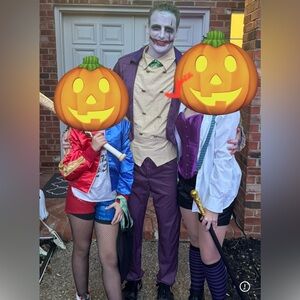 Joker Adult Costume - full outfits with mask and leather like gloves!!! Like new